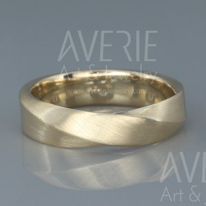 14k Gold Möbius Herren Ehering | Massiver 14K Gold Herren Ehering im Mobius Style | Matt Ehering | 3mm 4mm 5mm 6mm 7mm