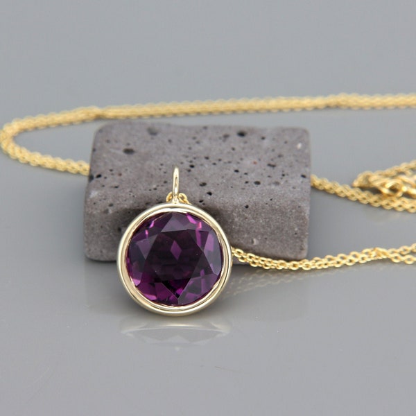 14K Gold Amethyst Necklace with a Hidden Star of David | Amethyst Star of David Necklace | Unique Amethyst Judaica Necklace | Hanukkah Gift