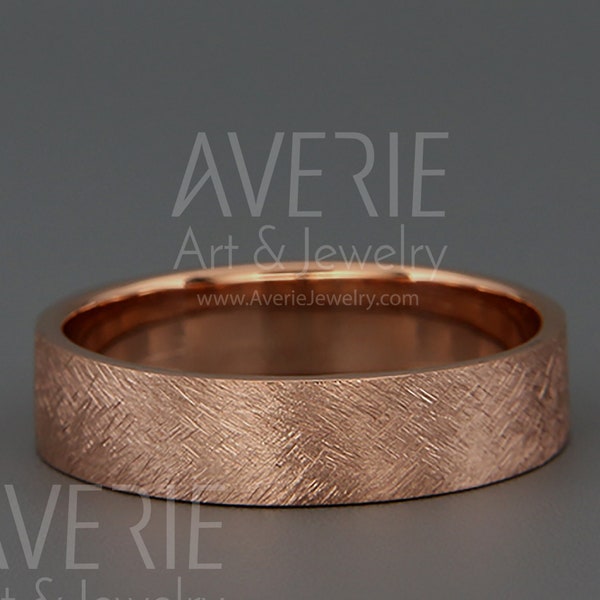 14k Solid rose gold men's wedding Band | Handmade 14k solid rose gold rustic men's wedding ring | 3mm 4mm 5mm 6mm 7mm