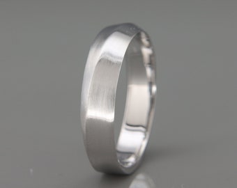 White Gold Knife Edge Men Wedding Ring | Handmade Solid 14K White Gold Wedding Ring in Knife Edge style |  3mm, 4mm, 5mm, 6mm