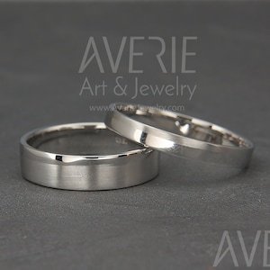 Massives 14k Weißgold-Eheringe-Set | Trauringe 3 mm, 4 mm, 5 mm, 6 mm | Seine und Ihre Eheringe Set