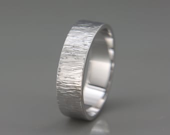 White Gold Men's Wedding Band | Man Wedding ring | Promise Ring | Rings for Men | Hammered Men's Wedding band