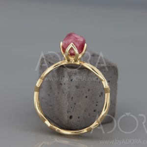 Natural Raw Ruby Engagement Ring  | 14k Gold Ring set with natural rough Ruby | Uncut Ruby Ring | Ruby Statement Ring | Ruby Promise Ring