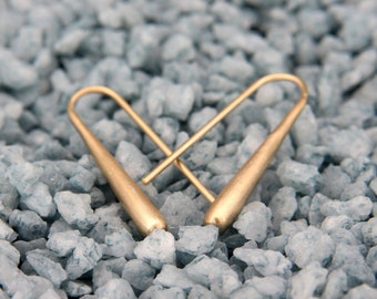 Solid 14K Gold Drop Earrings | Long Matte Solid 14K Gold Earrings | Matte Drop Shaped Earrings