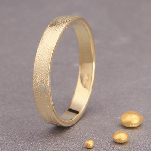 Women Wedding Ring Solid 14K Gold Wedding Handmade Brushed - Etsy