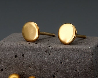 Solid 24K Gold Earrings Nuggets | Handmade Dainty Solid 24K Gold Nuggets Earrings | Solid Gold Stud Earrings