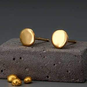 Solid 24K Gold Earrings Nuggets | Handmade Dainty Solid 24K Gold Nuggets Earrings | Solid Gold Stud Earrings