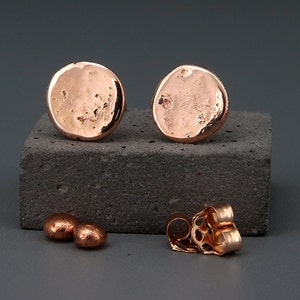 SALE 14K Rose Destroyed Gold Studs Earrings|Handmade solid 14k rose gold nuggets earrings in destroyed gold style 5mm 6mm 7mm | Gift for her