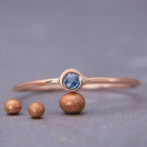Something Blue Sapphire Ring Septembr Birthstone|Handmade Solid 14K Rose Gold Ring set with Blue Sapphire | Alternative Statement Ring