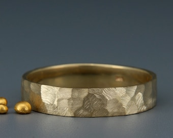 Men's wedding Band | 14K Gold Men's Textured Wedding Ring | Handmade Wedding Men's Faceted/Textured Band |  | 3mm 4mm 5mm 6mm 7mm