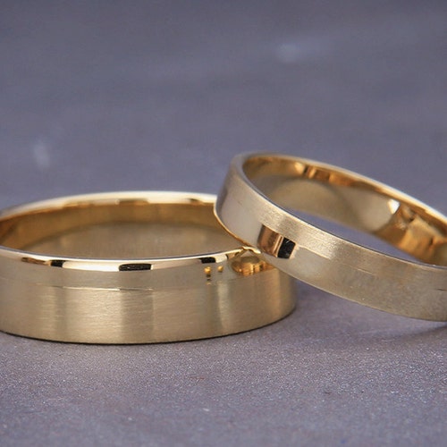 Solid 14k White Gold Wedding Bands Set Wedding Rings 3mm Etsy