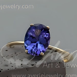 Tanzanite Engagement Ring | 14k Solid Gold Solitaire Tanzanite Ring | Tanzanite December Birthstone Ring