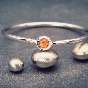 Orange Sapphire Ring | Handmade Solid 14K White Gold Ring set with Orange Sapphire | Fancy Color Sapphire Solid White Gold