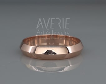 Knife Edge Men Wedding Ring | Handmade Solid 14K Rose Gold Wedding Ring in Knife Edge style |  3mm, 4mm, 5mm, 6mm