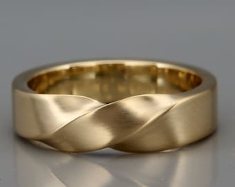 14k Gold Mobius Men's wedding Band | Solid 14K Gold Men's Wedding Ring in Mobius style | Matte Wedding Band | 3mm 4mm 5mm 6mm 7mm