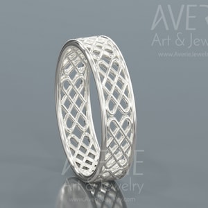 14K White Gold Celtic Love Knot Wedding Ring | Handmade solid 14k white gold Celtic Love Knot wedding band