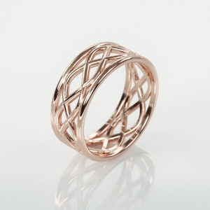 Delicate Celtic Women Wedding Ring | 14K Rose Gold Dainty Celtic wedding band