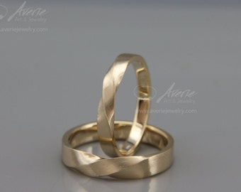 His and Hers Mobius Wedding Bands set | 14k Gold Mobius Wedding rings set
