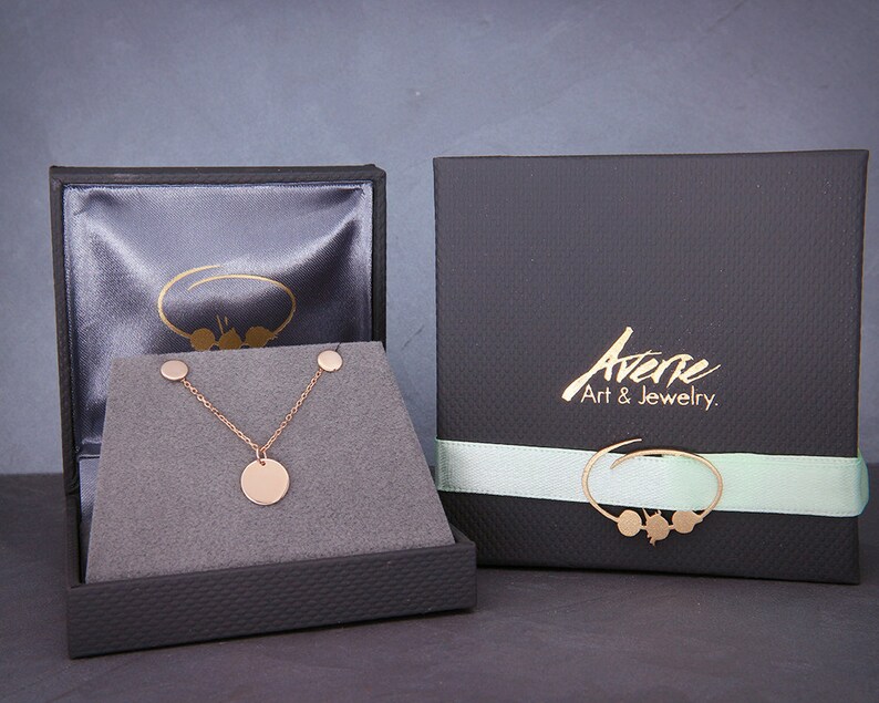 Handmade polished solid 14k rose gold 38 Solid 14K Rose Gold Disc Necklace disc necklace ~9.5mm