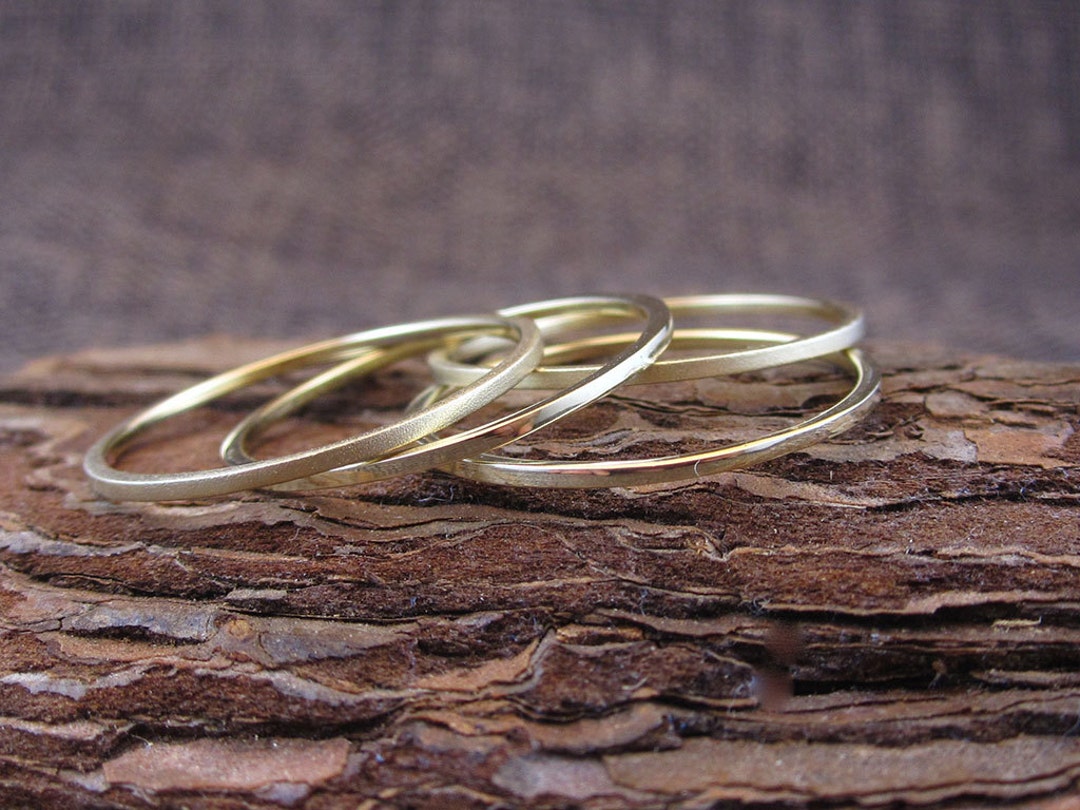 Solid 14K Gold Stacking Rings | Set of 4 Handmade Stacking Rings Solid ...