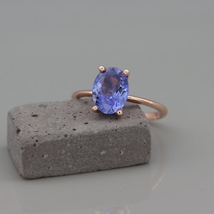 Tanzanite Engagement Ring | 14k Rose Gold Solitaire Tanzanite Ring | December Birthstone Tanzanite Ring