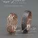 14K Rose Gold Black and Bright Celtic Wedding Rings Set | Handmade 14k rose gold Celtic wedding Rings | His and Hers Wedding Bands Set