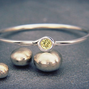 Yellow Sapphire Ring | Handmade Solid 14K White Gold Ring set with Yellow Sapphire | Fancy Color Sapphire Solid White Gold