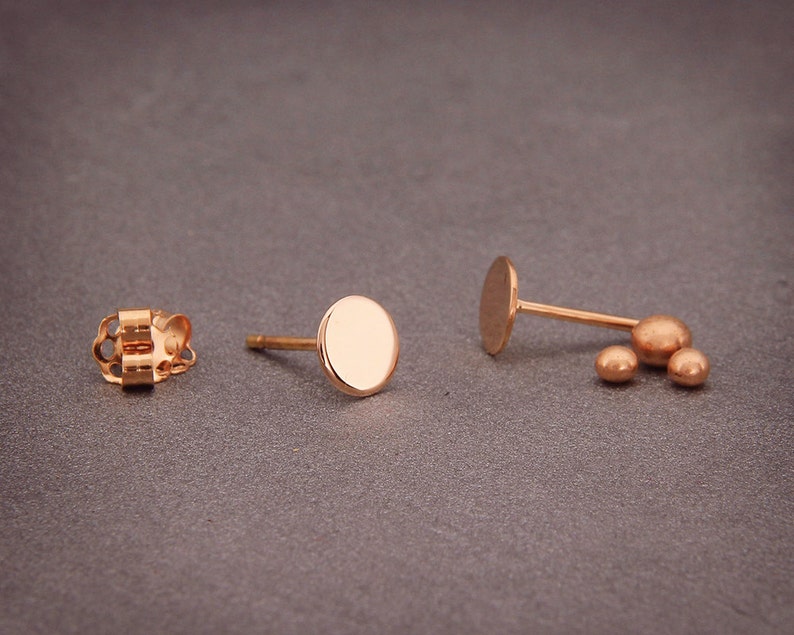 Handmade polished solid 14k rose gold 38 Solid 14K Rose Gold Disc Necklace disc necklace ~9.5mm