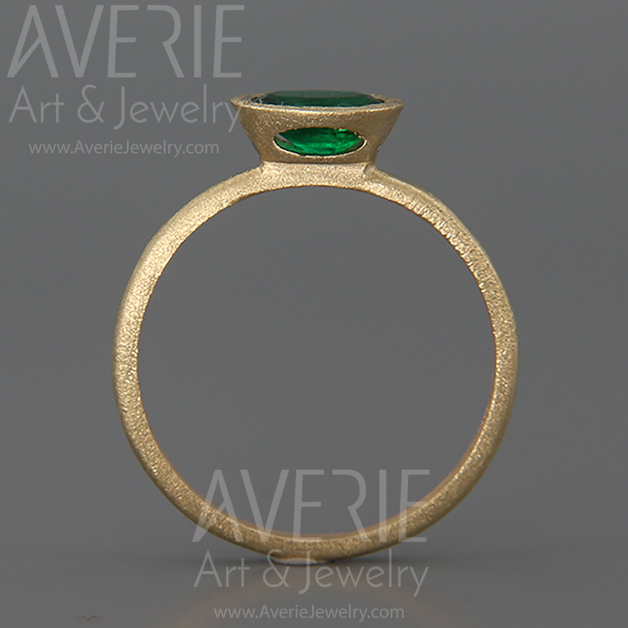 Natural Emerald gold ring May's Birthstone | Handmade solid 14k gold ring set with a natural emerald gem