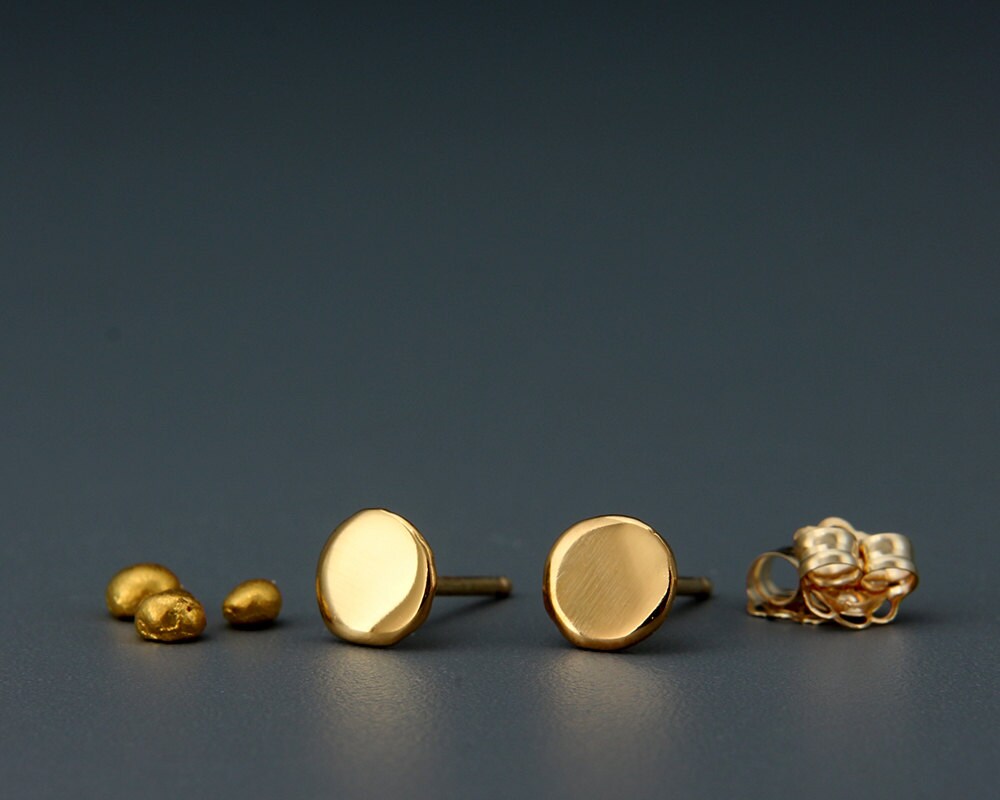 Solid 24K Gold Earrings Nuggets Handmade Dainty Solid 24K Etsy