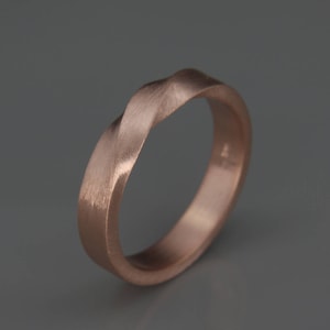 14k Rose Gold Mobius Men's wedding Band Solid 14K Rose Gold Men's Wedding Ring in Mobius style 3mm 4mm 5mm 6mm 7mm image 2