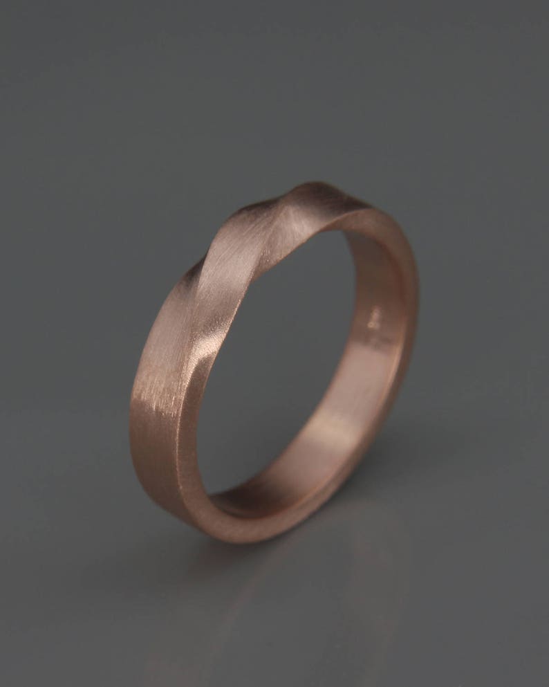 14k Rose Gold Mobius Men's wedding Band Solid 14K Rose Gold Men's Wedding Ring in Mobius style 3mm 4mm 5mm 6mm 7mm image 2