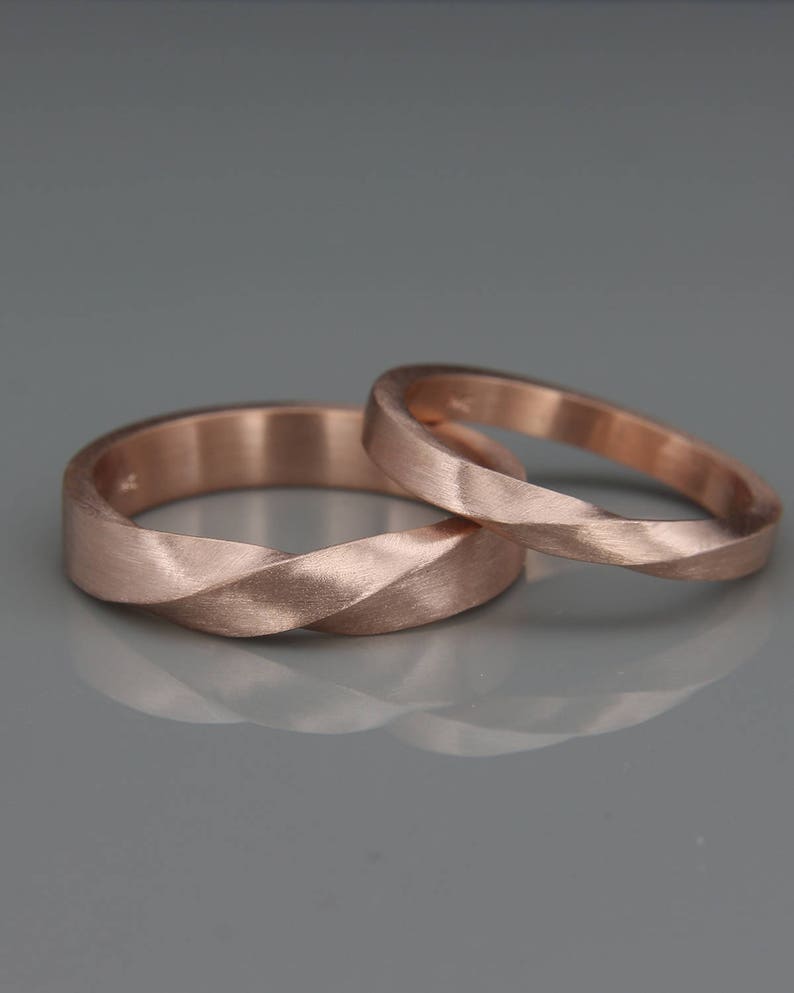 14k Rose Gold Mobius Men's wedding Band Solid 14K Rose Gold Men's Wedding Ring in Mobius style 3mm 4mm 5mm 6mm 7mm image 5