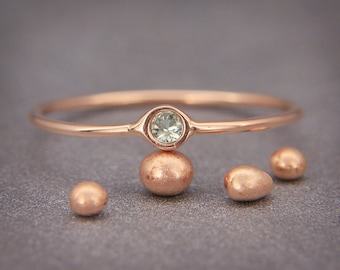 Green Sapphire Ring | Handmade Solid 14K Rose Gold Ring set with Green Sapphire | Alternative Statement Ring - September birthstone