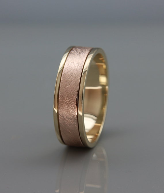 Etsy rose gold mens wedding band deals