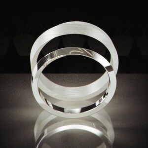 White Gold Knife Edge Ring Set | His and Hers Wedding Band set in Knife Edge style | 14k White Gold Knife Edge Wedding ring set image 3