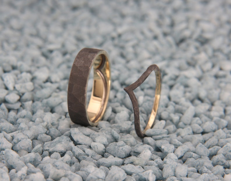 14K Gold Wish Bone Wedding Rings Set 14k Gold Wish Bone Etsy