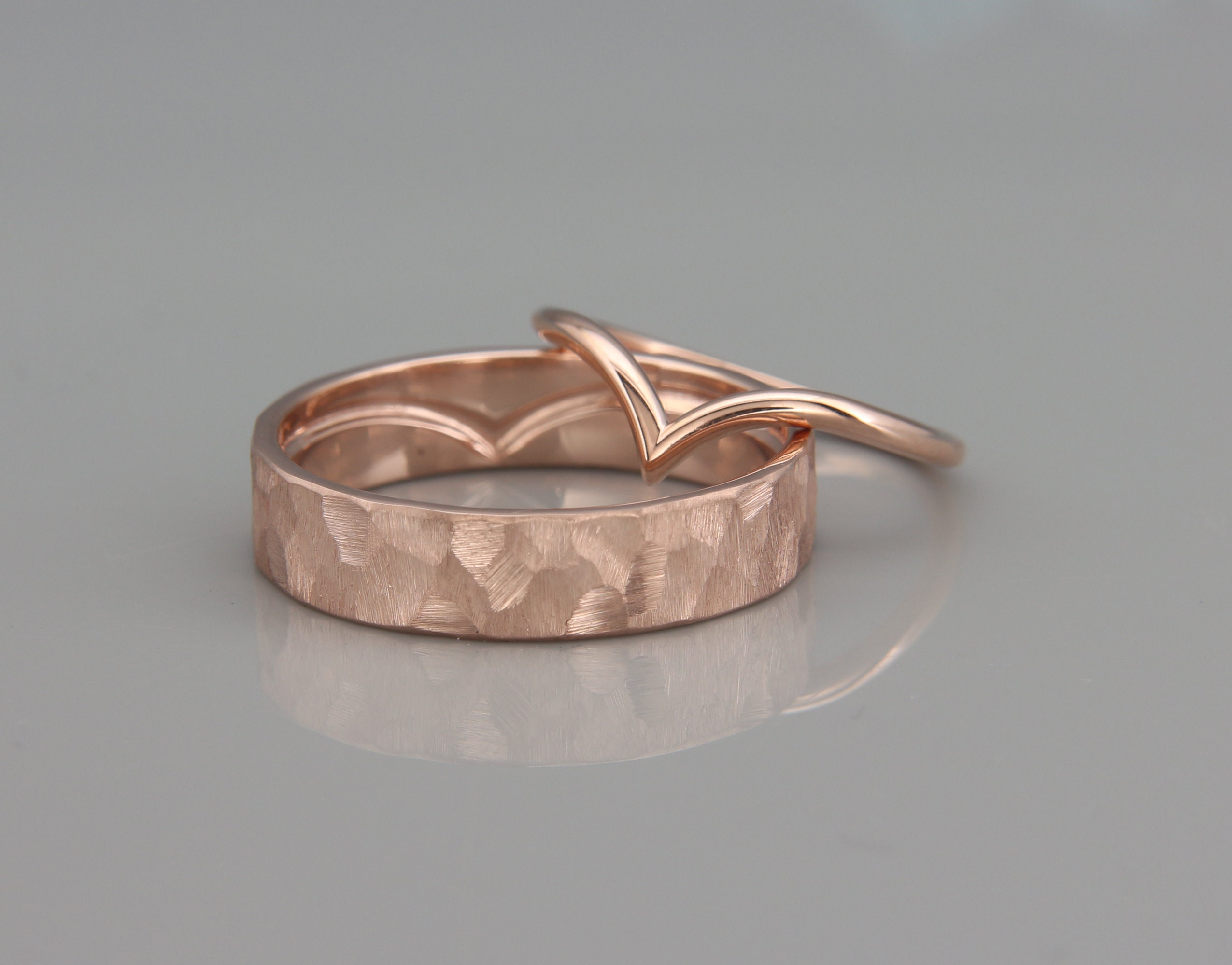 Rose gold outlet wishbone wedding ring