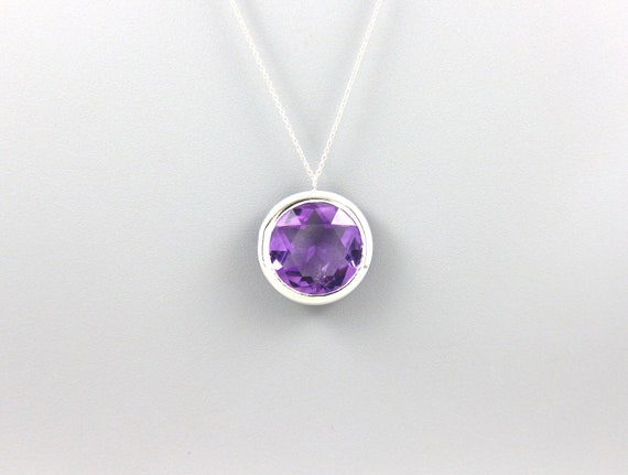 18K Gold Fancy Cut White Gold Amethyst and Diamond Necklace
