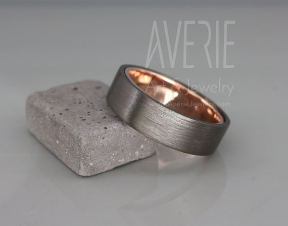 Black Zirconium 14k Rose Gold Men Wedding Band With Brushed Finish Black Zirconium Wedding Band 5mm 6mm 7mm Men Wedding Ring Etsy Canada