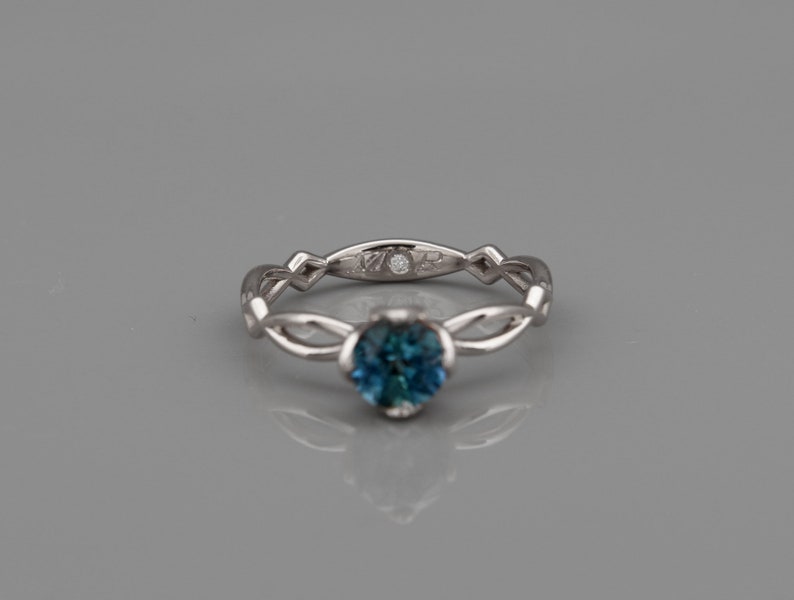 Montana Sapphire Engagement Ring 14k White Gold Ring set | Etsy
