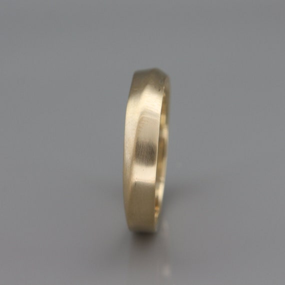 14k Gold Knife Edge Men Wedding Ring Handmade Solid 14K Etsy