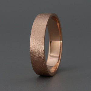 14k Solid rose gold men's wedding Band Handmade 14k solid rose gold rustic men's wedding ring 3mm 4mm 5mm 6mm 7mm image 3