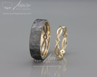 14K Gold Eternity Wedding Rings Set | Handmade 14k gold eternity wedding Rings | His and Hers Wedding Bands Set