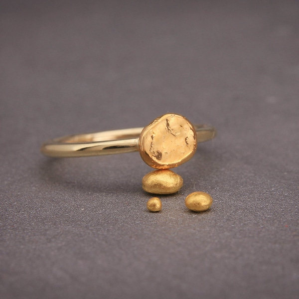 Organic 24k gold nugget ring | Handmade 24k solid gold organic and natural nugget ring
