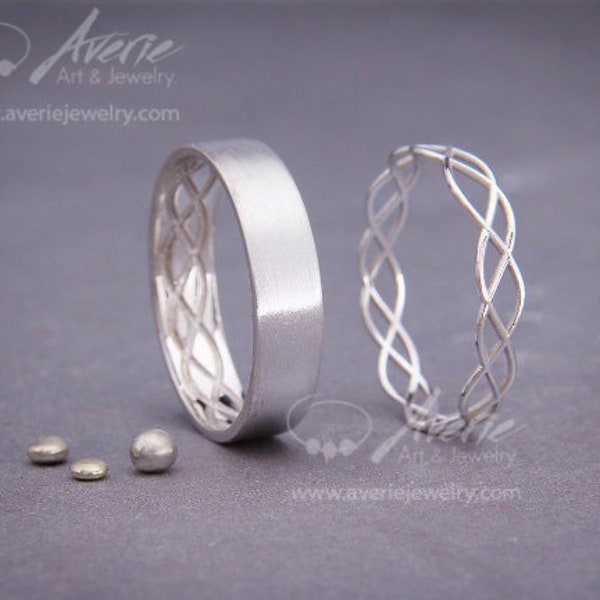 His and Hers Celtic Wedding Band Set | White Gold Eternity Wedding Ring Set | Celtic Wedding Band Set