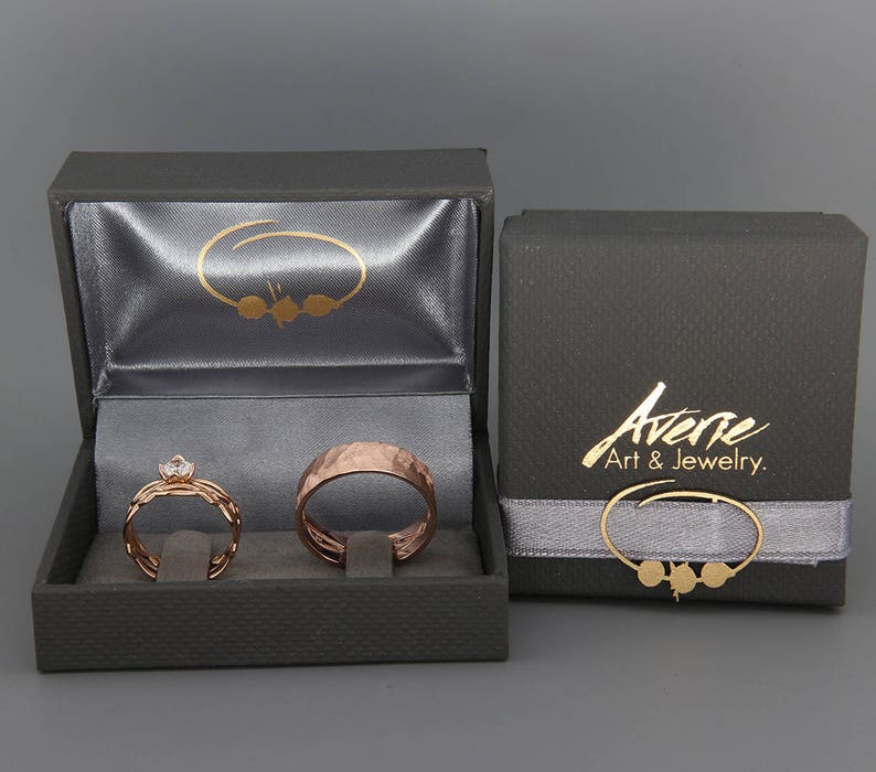 Rose Gold Eternity Engagement Ring and Wedding Rings Set 14k Etsy