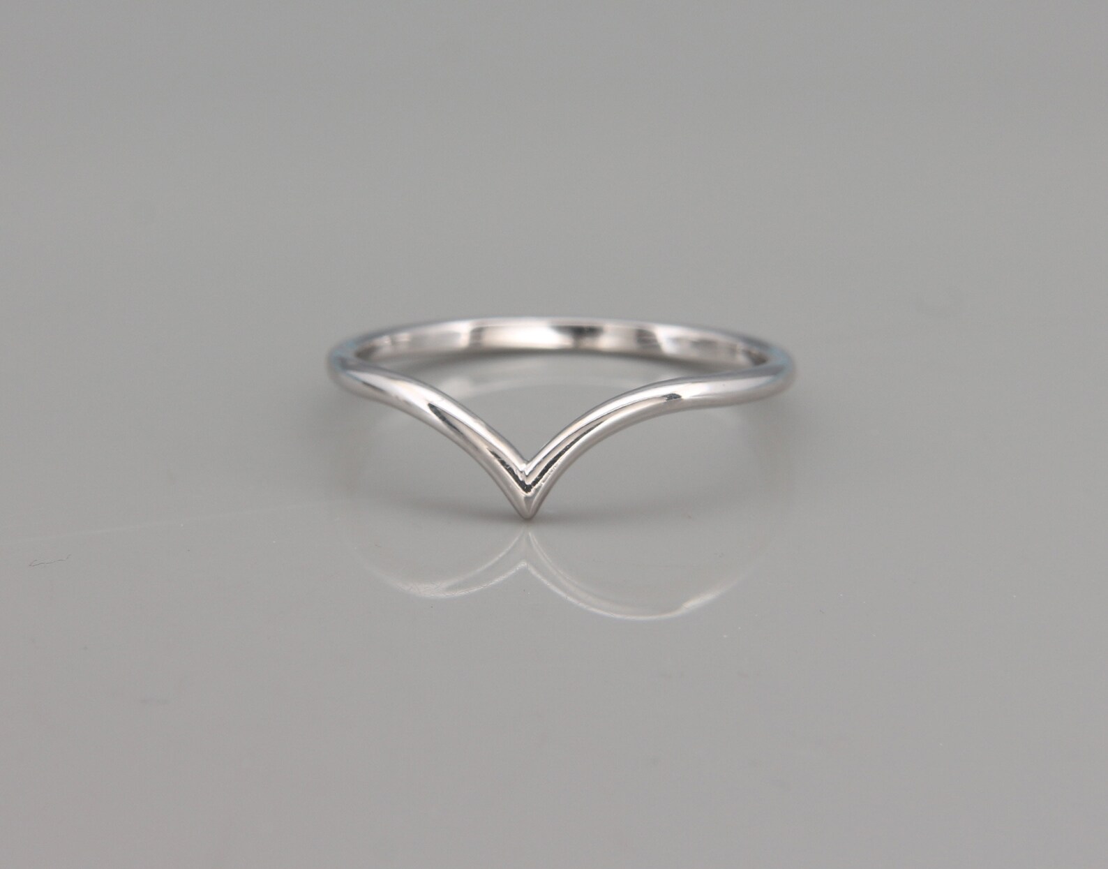 14K White Gold Wish Bone Wedding Rings Set 14k White Gold Etsy