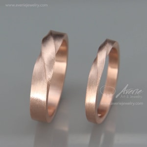 Matching Mobius Wedding Bands | His and Hers Mobius wedding rings set | 14k Rose Gold Mobius Wedding Bands set | Couples wedding bands