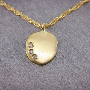 Solid 14K Gold & Diamonds Pendant | Dainty Solid 14K Gold and Diamonds Necklace 16"/18"